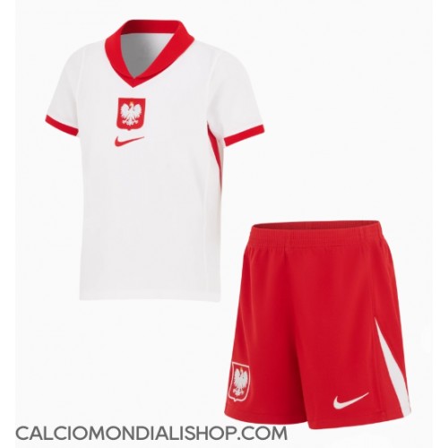 Maglie da calcio Polonia Prima Maglia Bambino Europei 2024 Manica Corta (+ Pantaloni corti)